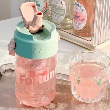 Botol Minum Praktis Sedotan Gelas Tumbler Aesthetic Gelas Minum Kaca Botol Air Sedotan