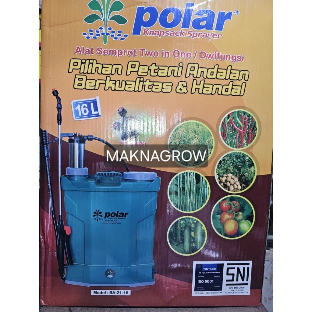 Knapsack sprayer/pompa/tanki POLAR 2 in 1 manual dan elektrik 16 liter