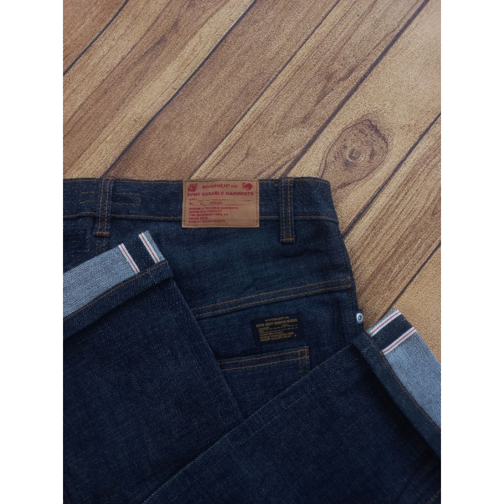 Soverment Denim Selvedge Straight Slim Fit Jeans Indigo Celana Selvedge NOT Celana Cargo Panjang Car