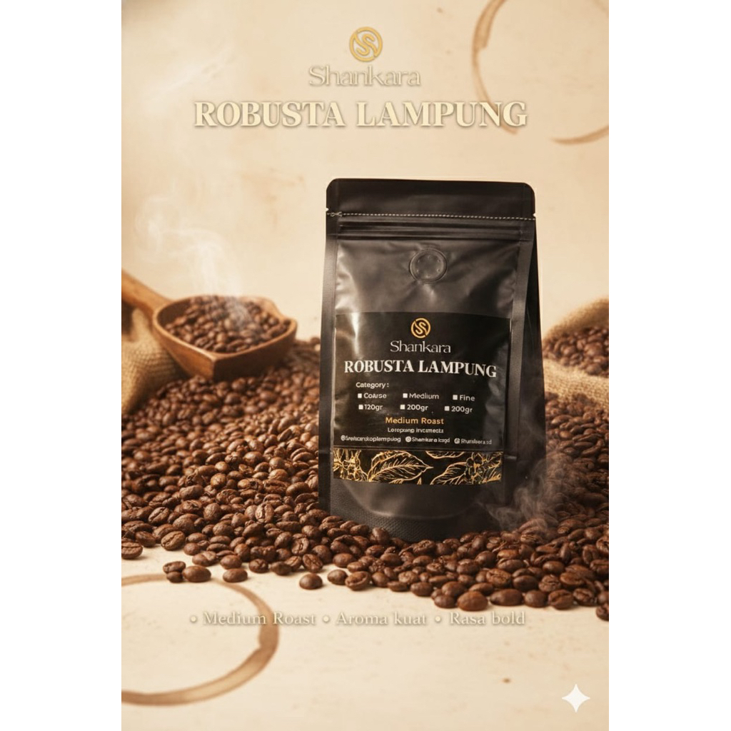 Kopi Biji Sangrai Robusta Lampung 1 KG- Shankara