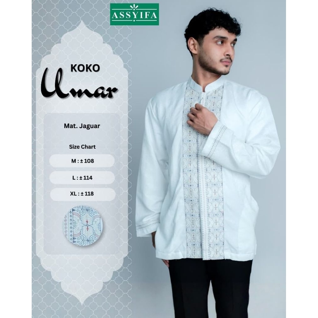 koko putih / lengan panjang / baju muslim / baju lebaran / atasan pria / asyifa