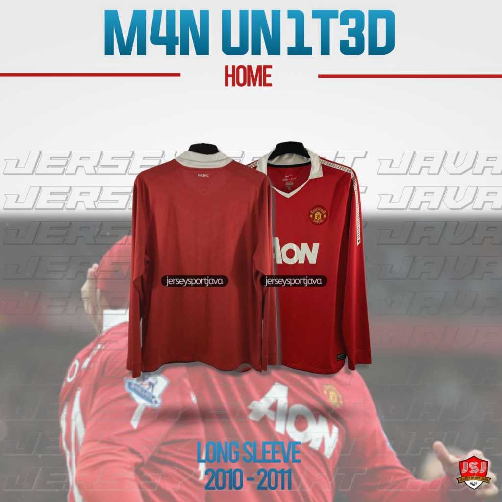 ( BISA COD ) LONGSLEVEE JERSEY BAJU BOLA PRIA LENGAN PANJANG RETRO MU HOME 2010 GRADE AAA+ - BEST HI