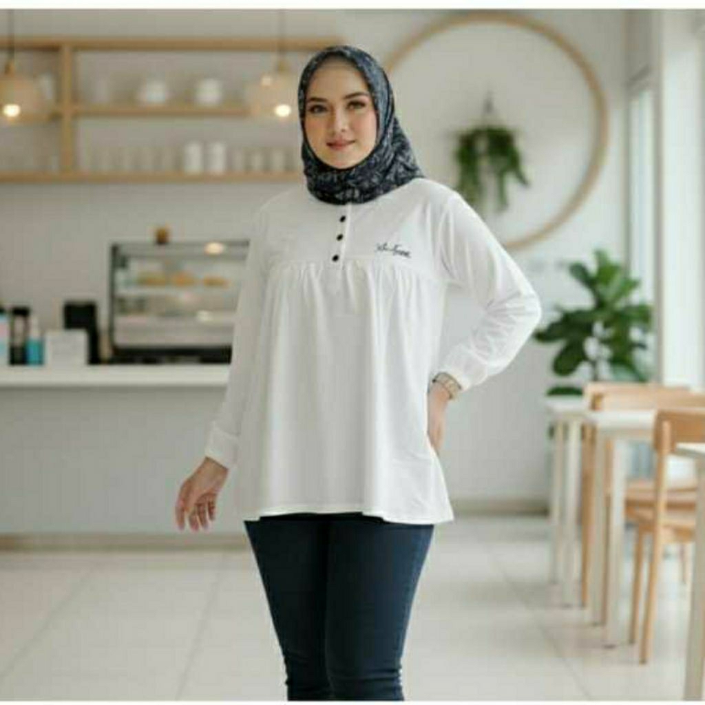 xhafana kaos baju atasan wanita lengan panjang rempel Blouse