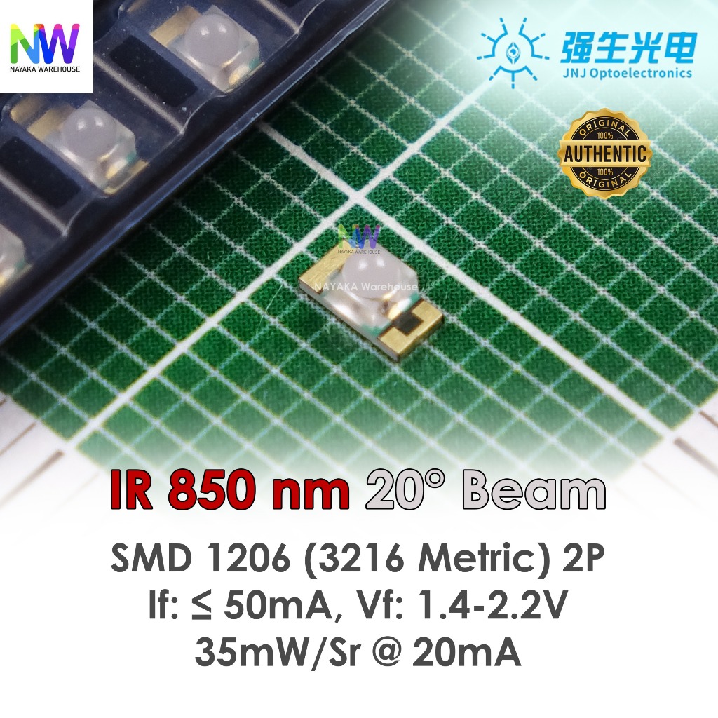 LED IR Infrared 850nm SMD 1206 (3216 Metric) 850 nm Night Vision CCTV, Narrow Beam Angle ORIGINAL
