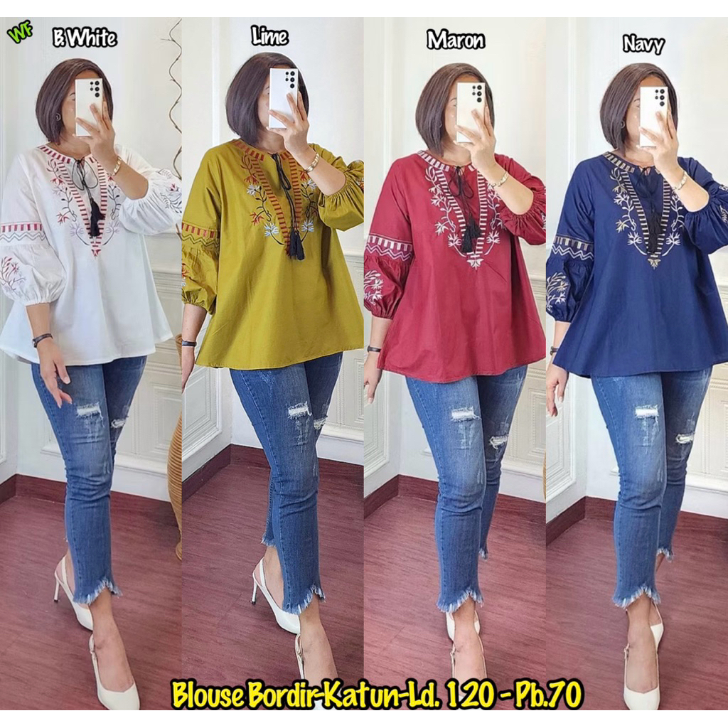 Joana Top/Joana Blouse/blouse wanita jumbo/blouse katun bordir/blouse kekinian bestseller/blouse jum