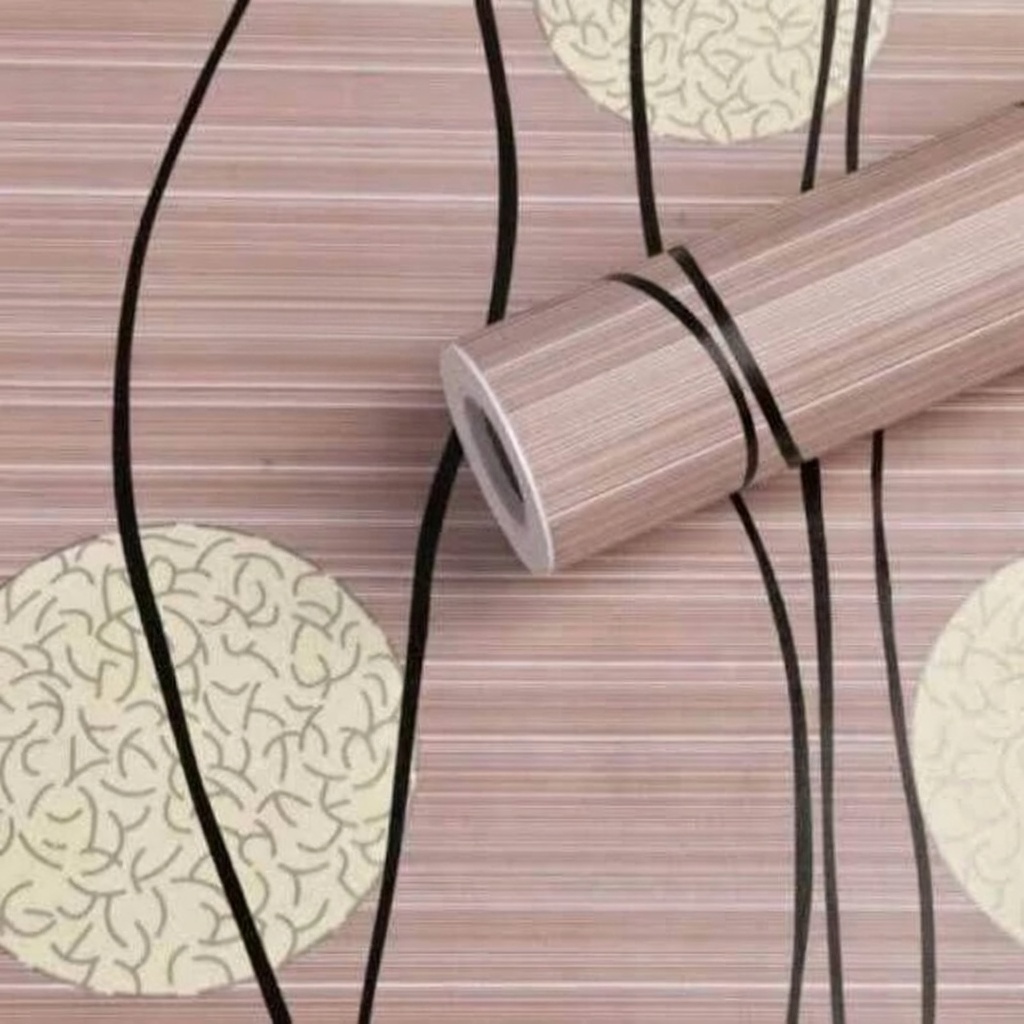 Wallpaper Dinding Ruang Tamu Motif POLKADOT COKLAT