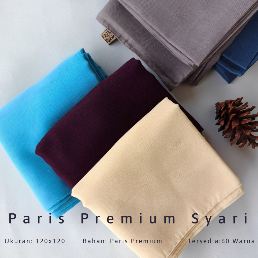 Hijab Segiempat Paris Premium Syari 120X120 Jahit Tepi