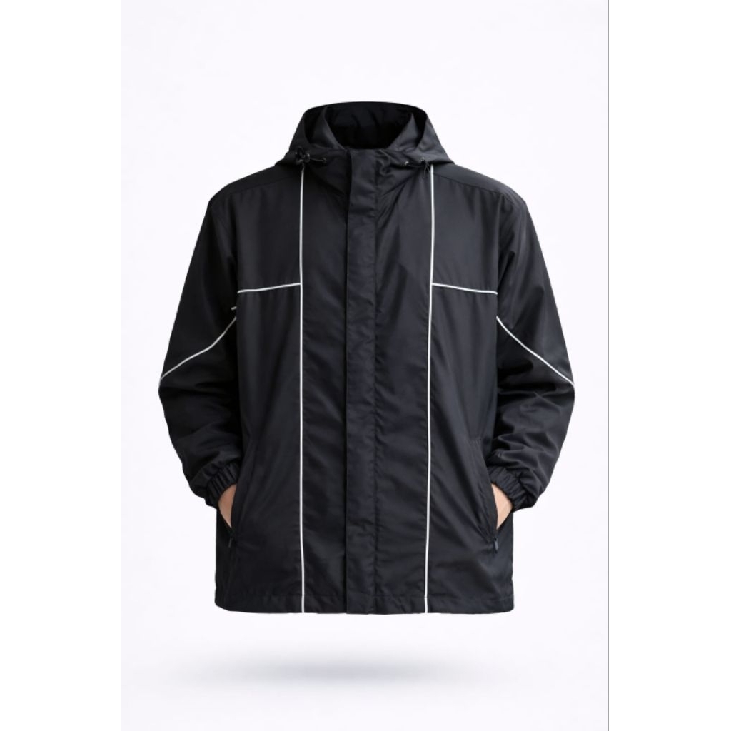 Jaket Reflektif Pria & Wanita - Bahan Parasut, Nyala di Malam Hari