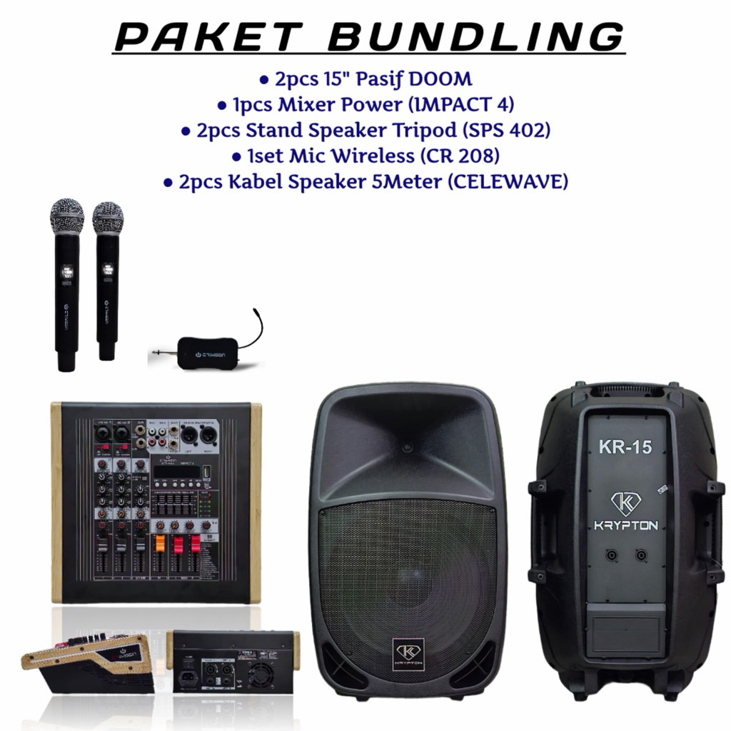 paket speaker 15” pasif doom lengkap