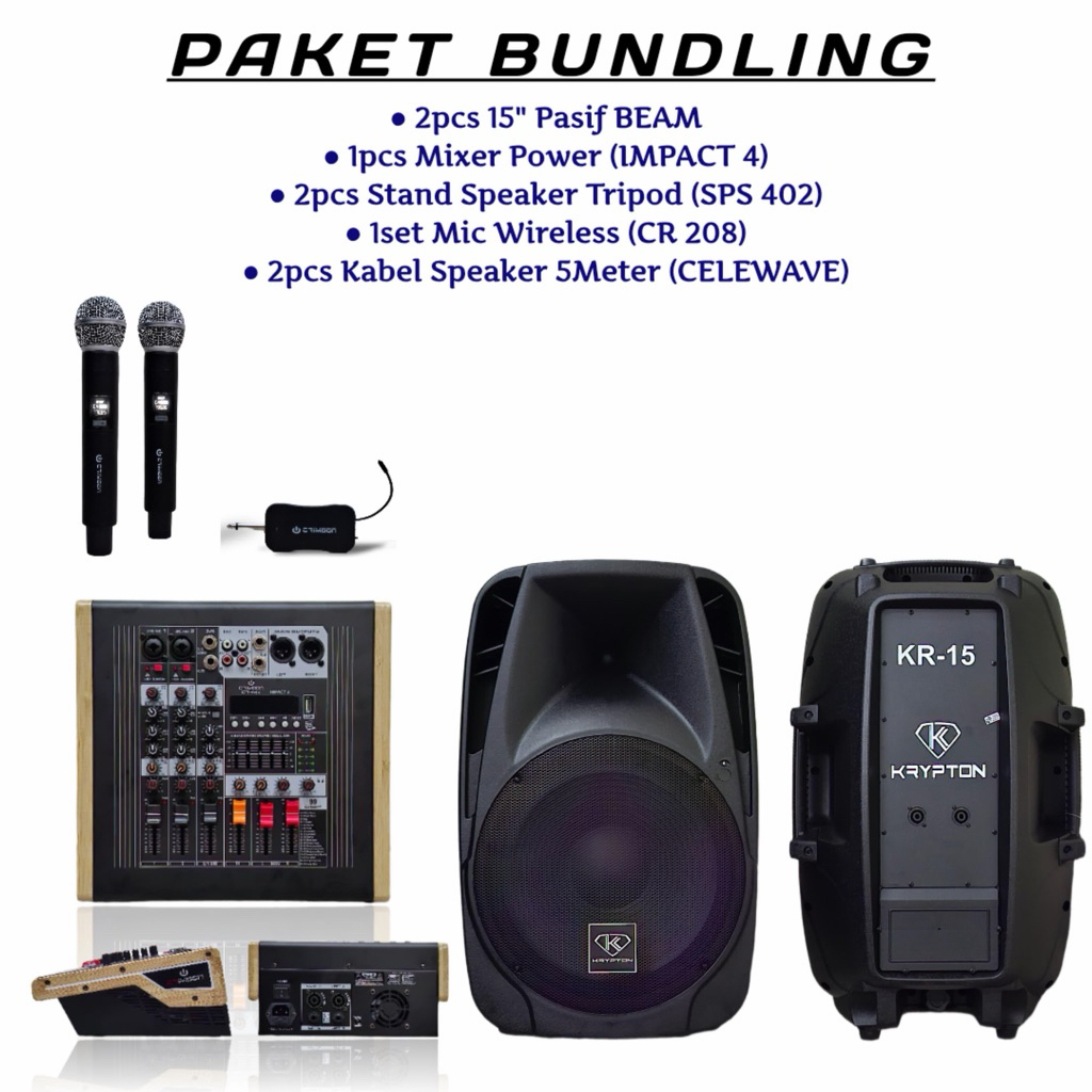 paket speaker 15” pasif beam lengkap