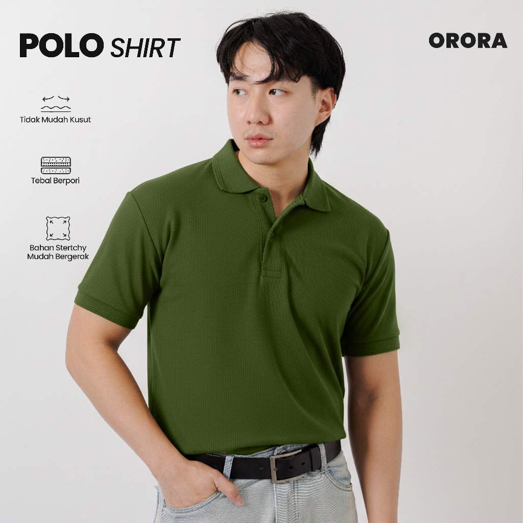 ORORA Kaos Polo Pria | Polo Shirt Kaos Kerah Pria | Kaos Berkerah Pria Polo GREEN ARMY