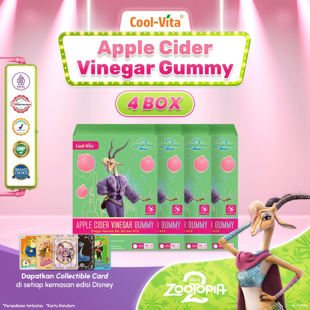 [BARU] 4 BOX Coolvita Apple Cider Vinegar Gummy | Bantu Kontrol Nafsu Makan & Metabolisme - Gummy Cu