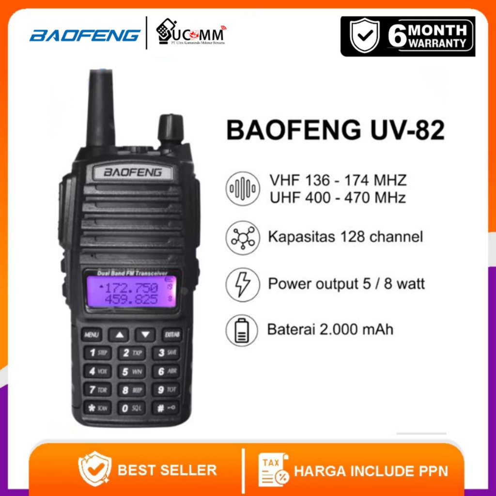 BAOFENG Uv 82 Uv82 Dual Band 5W 8W VHF UHF Ht Baofeng UV 82 5 Watt 8 Watt Dualband Original Garansi