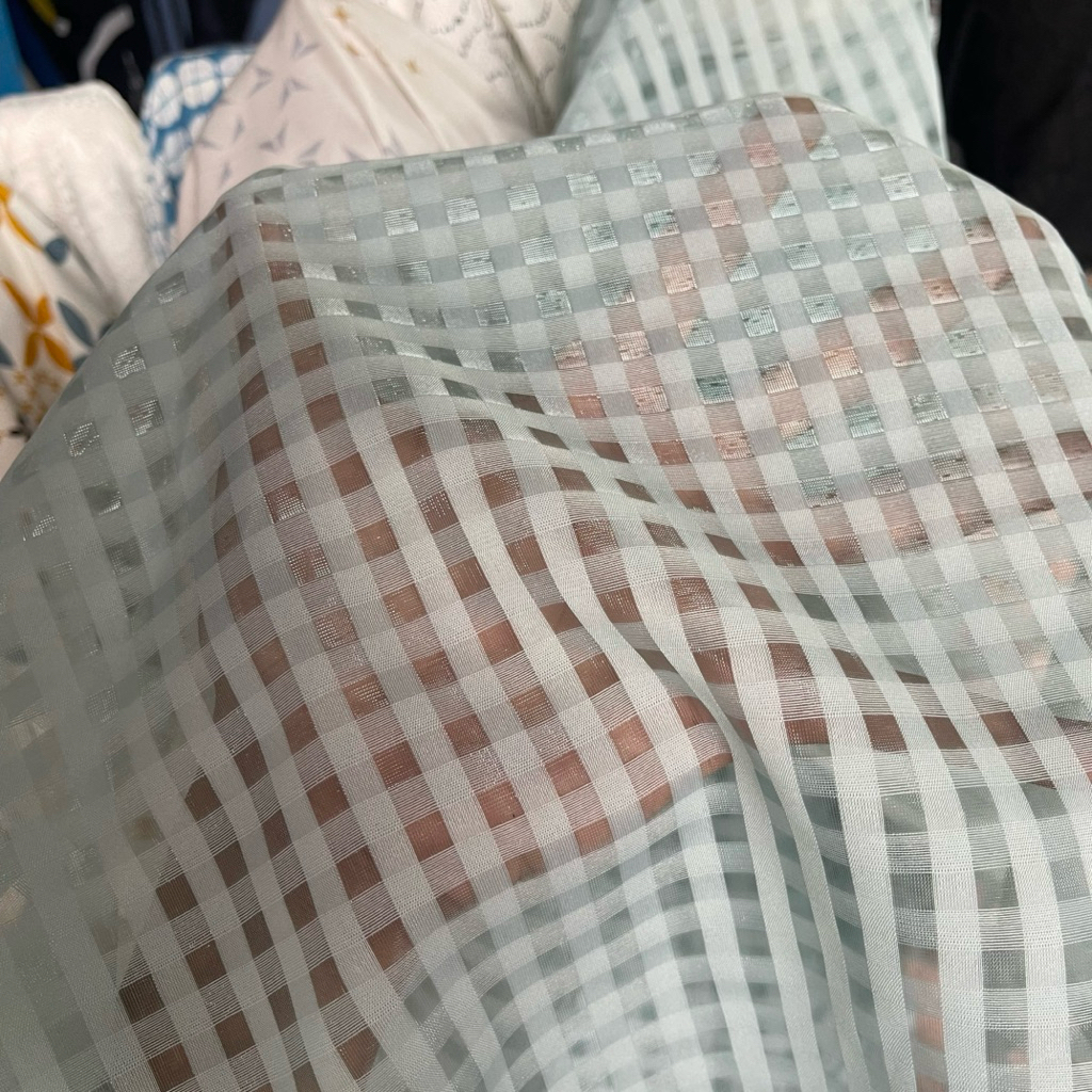 kain organza - kain organza kotak premium - warna hijau muda - kain organza korea style zd