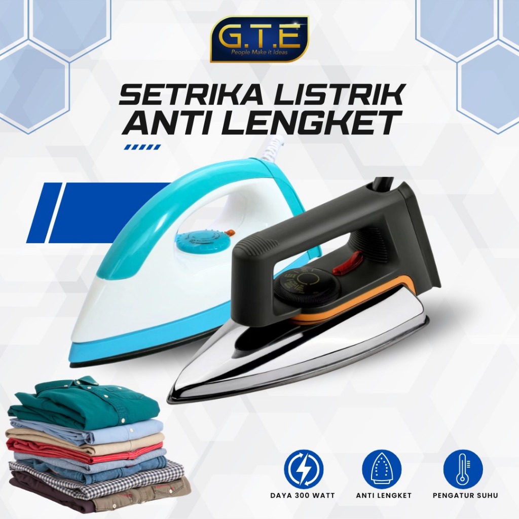 GTE | Setrika Listrik / Gosokan Baju Low Watt Otomatis