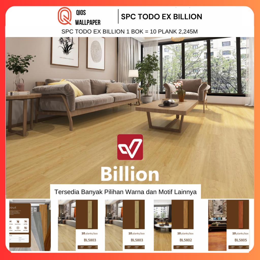 Lantai SPC Todo ex Billion / Vinyl SPC Floor Todo / SPC Flooring 5.5mm/ SPC Lantai Motif Kayu / SPC 