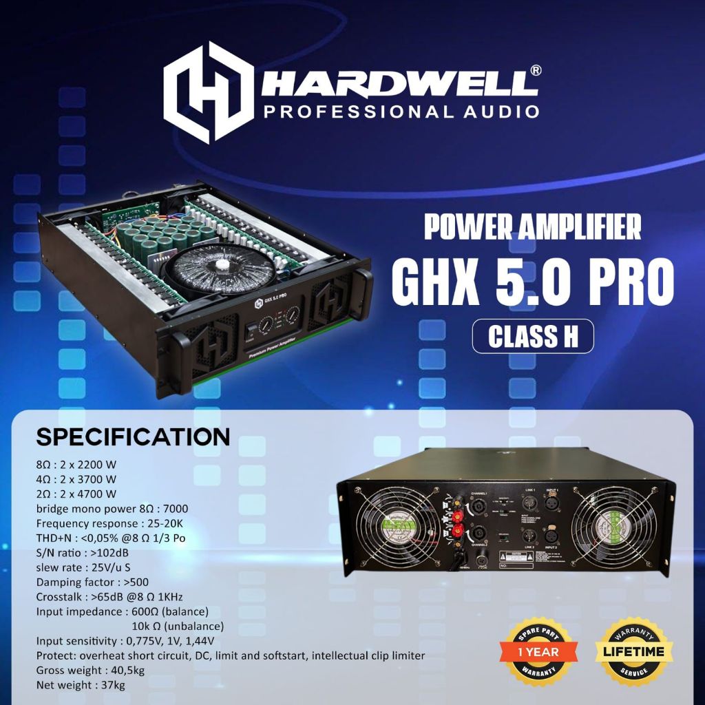 HARDWELL Power Amplifier GHX 5.0 Pro Baru 2x2200W 4x4700W Class H Original
