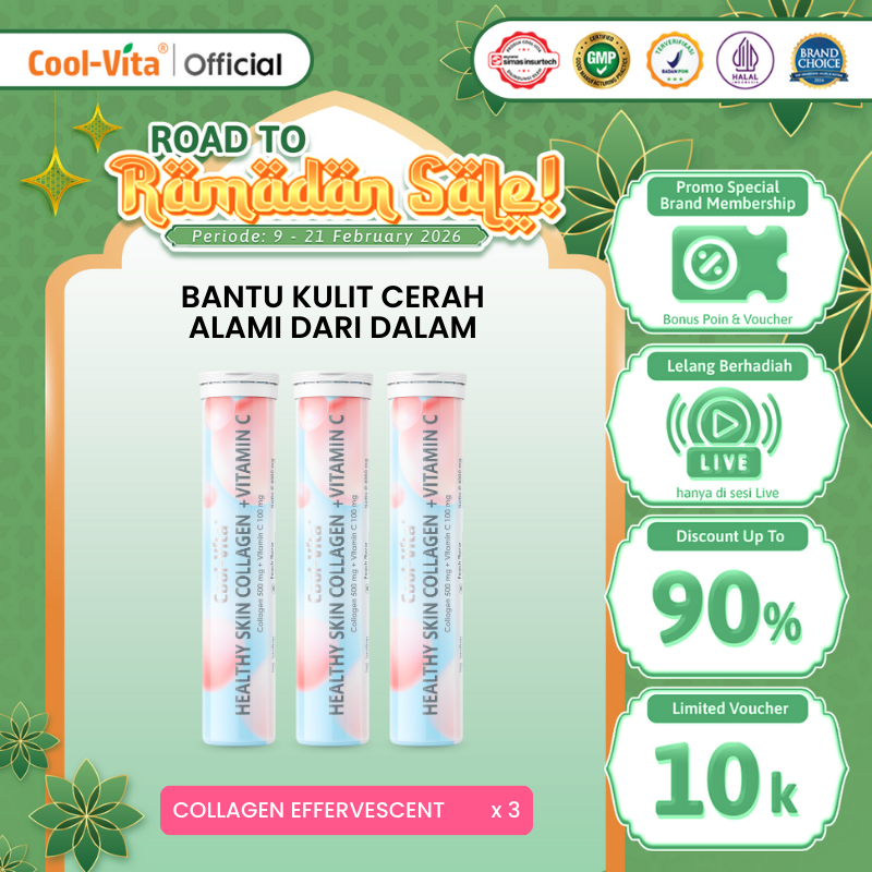 [Top Selling] Collagen Tablet Glow Up 3 Tube Isi 60 Tablet Coolvita  – Minuman Kecantikan untuk Kuli