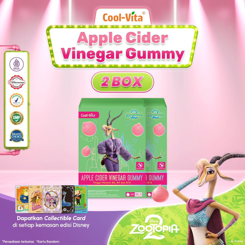 [BARU] 2 BOX Coolvita Apple Cider Vinegar Gummy | Bantu Kontrol Nafsu Makan & Metabolisme - Gummy Cu