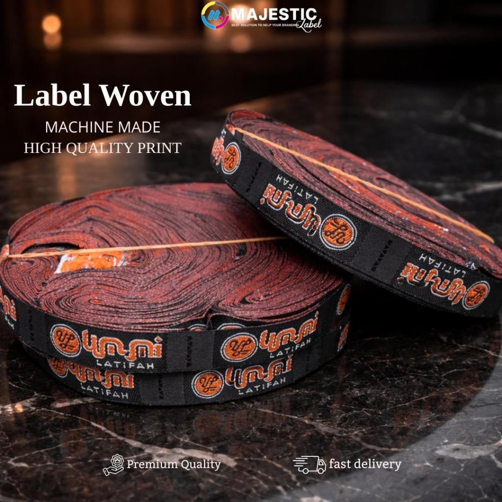 Label woven Damask 2x5cm custom /woven damask/label woven rajut/majesticlabel