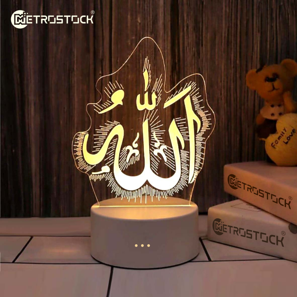Lampu Hias Kaligrafi 3D estetik lampu Ramadhan lampu akrilik pajangan meja kamar rumah hadiah kado u