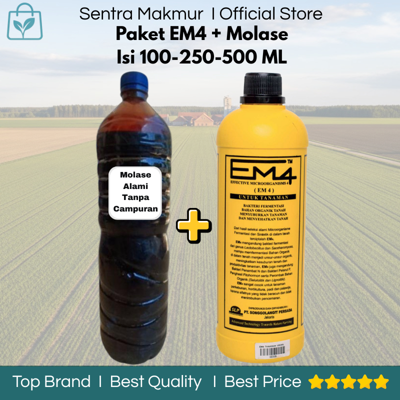Paket Em4 + Molase Berat Isi 100/250/500 Ml - Em4 Dan Molase - Em4 dan Molase Pertanian - Em4 + Mola