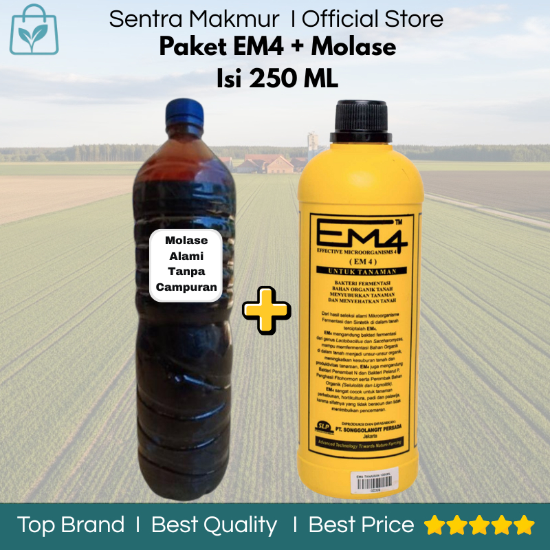Paket Em4 + Molase Berat Isi 250 Ml - Em4 Dan Molase - Em4 dan Molase Pertanian - Em4 + Molase Perta