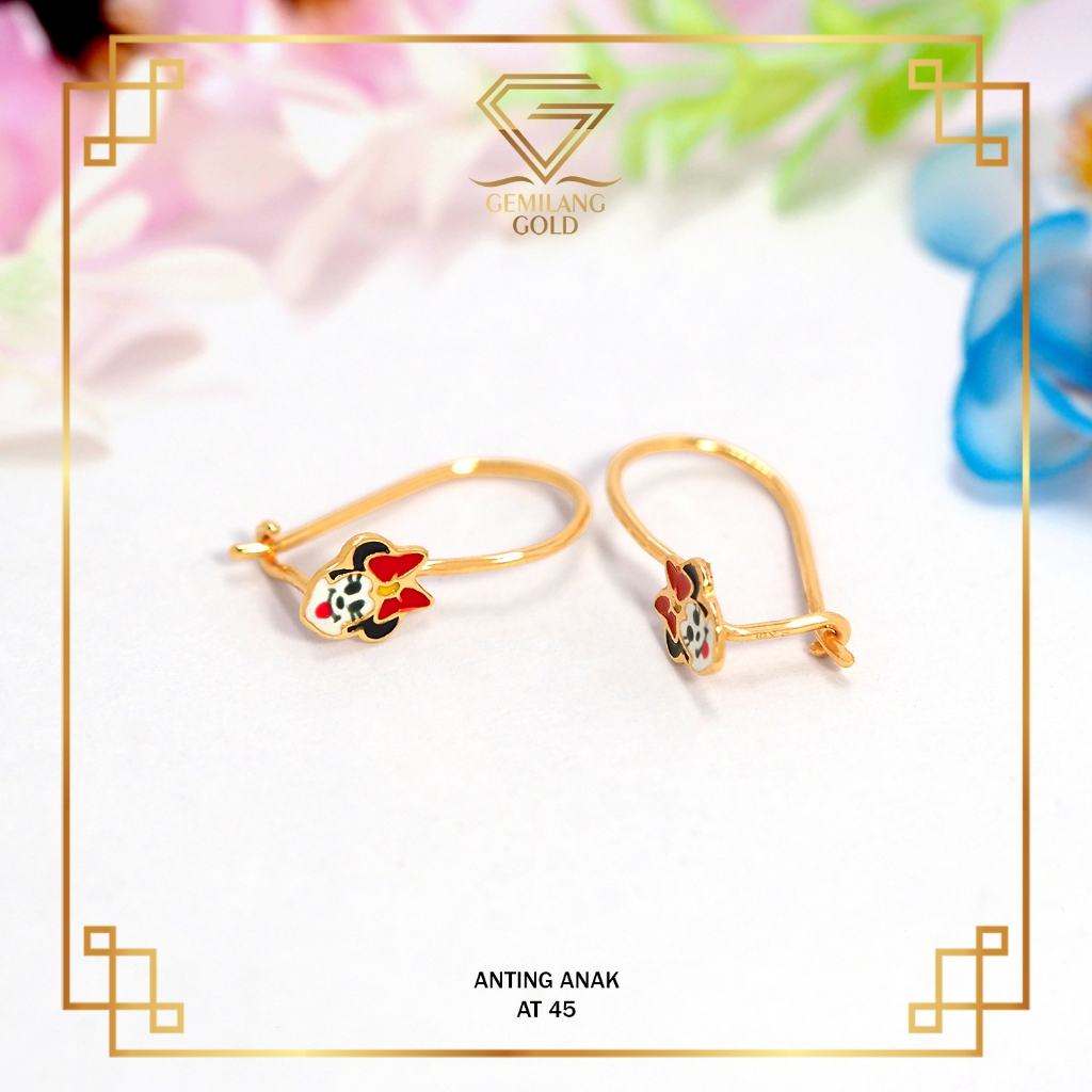 Anting Emas Anak Kawatan Usia Baby New Born - 1 Tahun Kadar 6K/300 Gemilang Gold ID (AT 45)