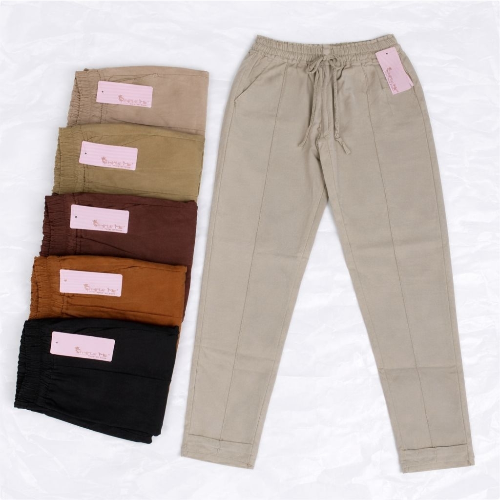 Celana panjang wanita LONG BACK PANTS Stretch Tebal standart dan jumbo Simple me