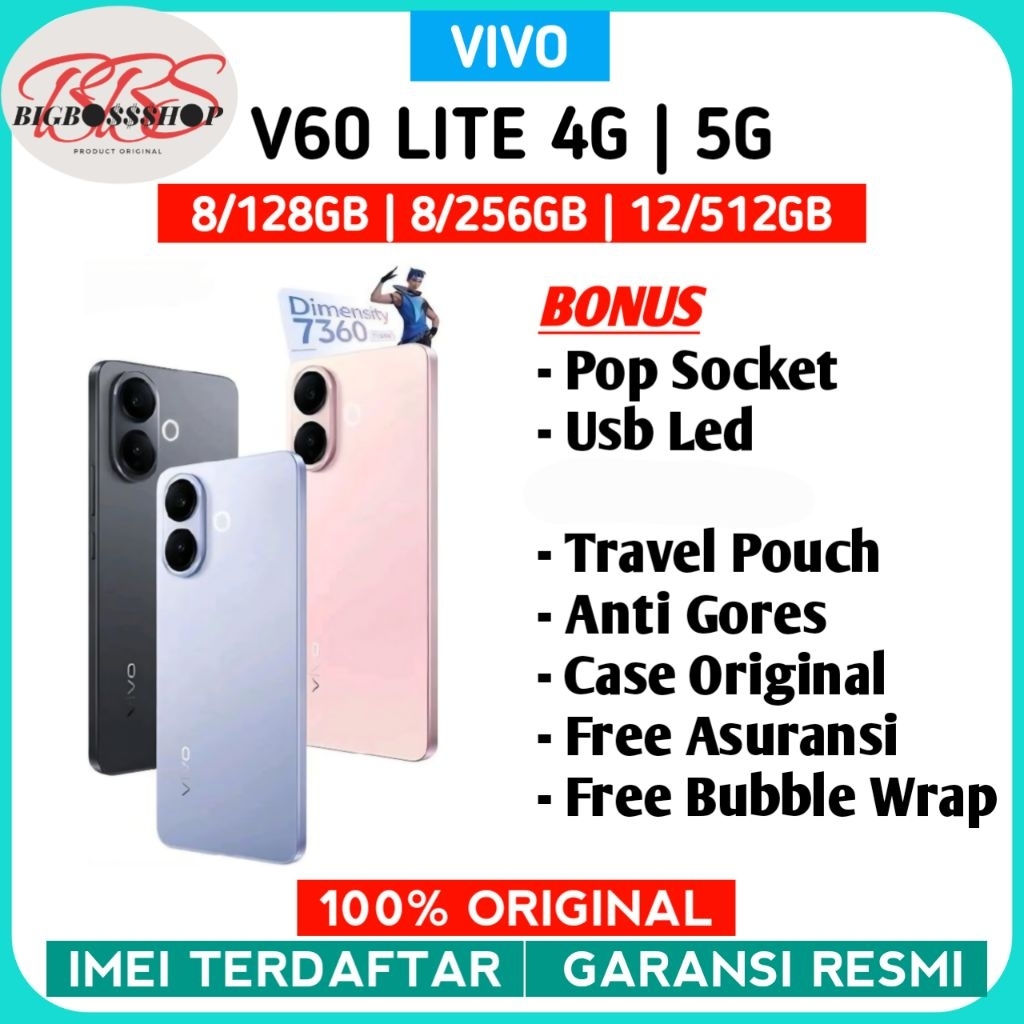 VIVO V60 Lite 4G 8/128GB | 8/256GB | V60 Lite 5G 8/256GB | 12/512GB Garansi Resmi