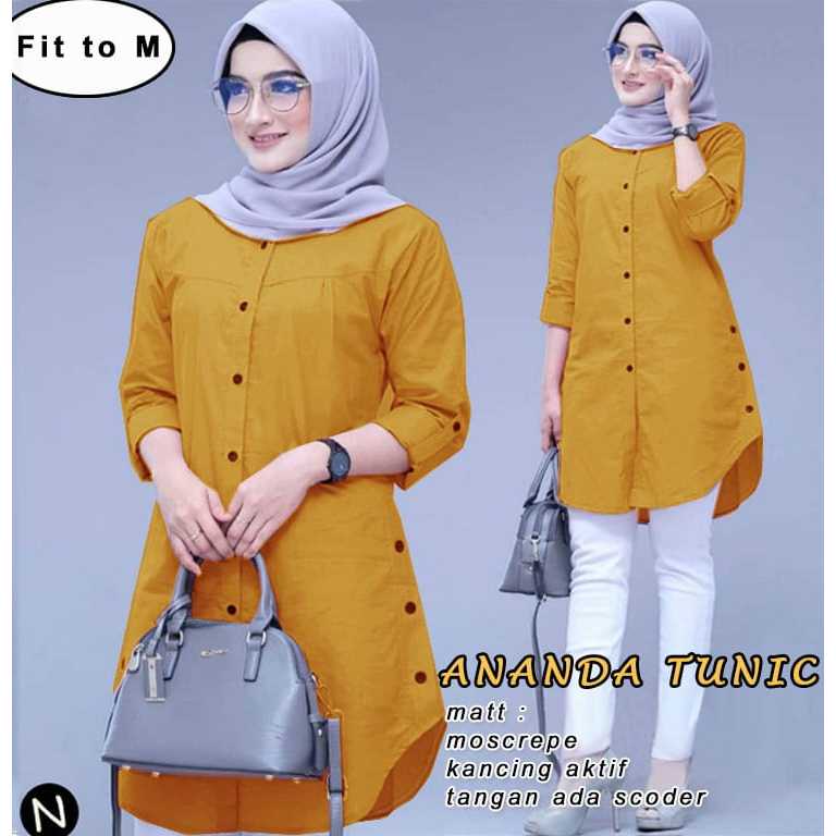 Baju Muslim Cewek Ananda tunic M (kunyit) tunic (moscrepe) fit to M,