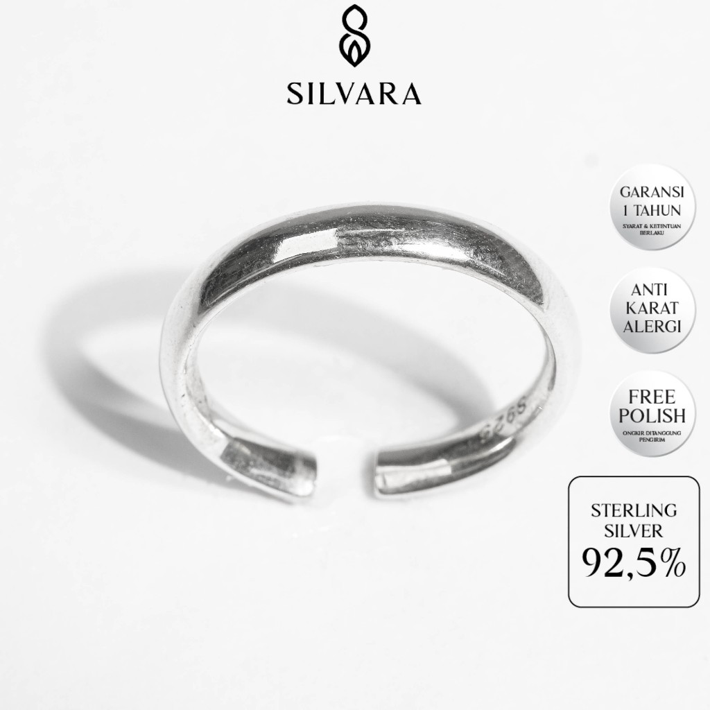 SILVARA Aura Plain Ring Sterling Silver S925 - Cincin Perak S925