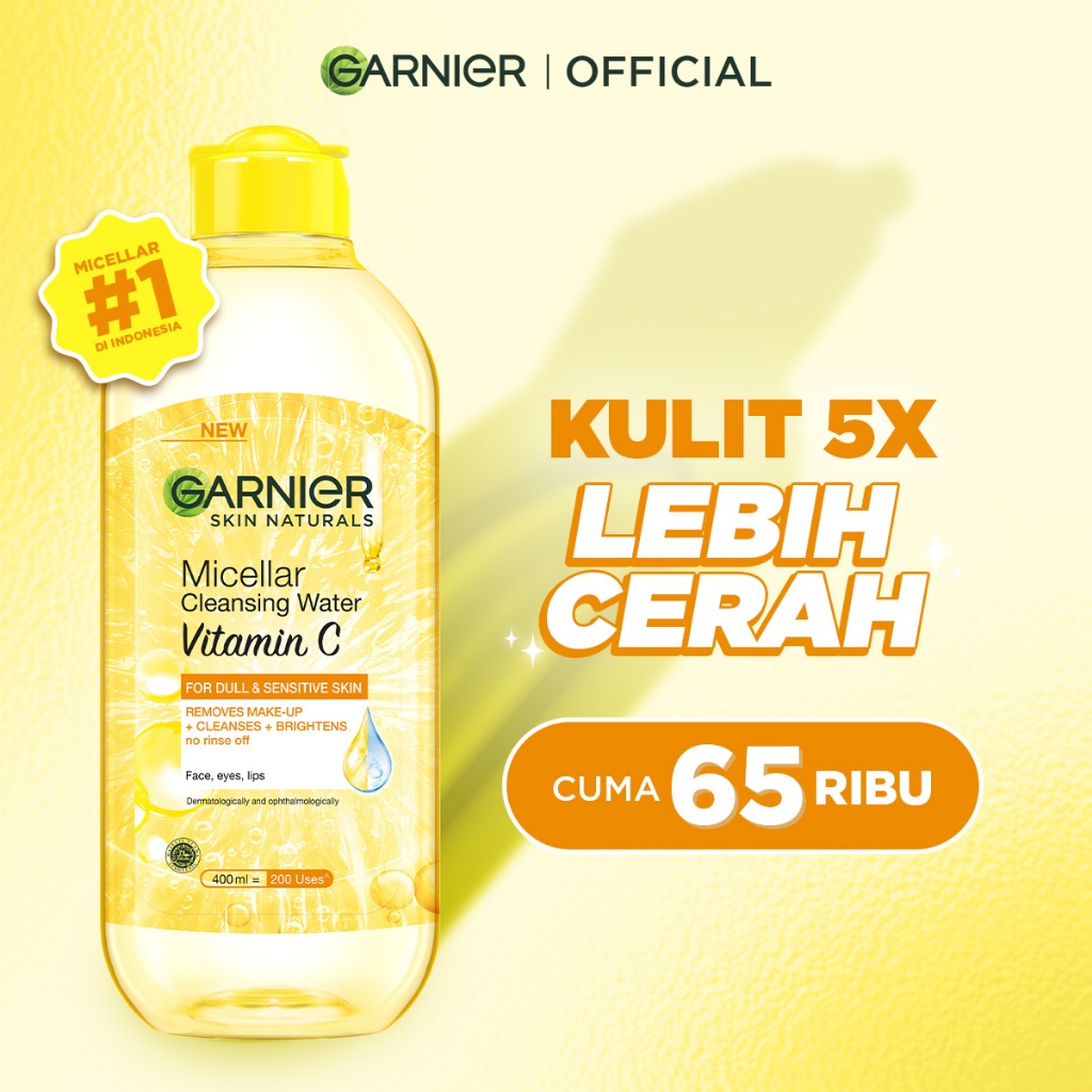 GARNIER Micellar Water Vitamin C Skin Care 125ml 400ml Skincare Cleansing - Pembersih Wajah & Make u