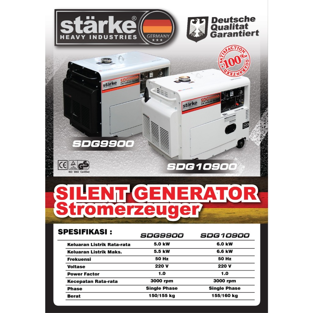 STARKE SDG 9900 Generator / Genset Diesel Silent 5000 5500 Watt Solar
