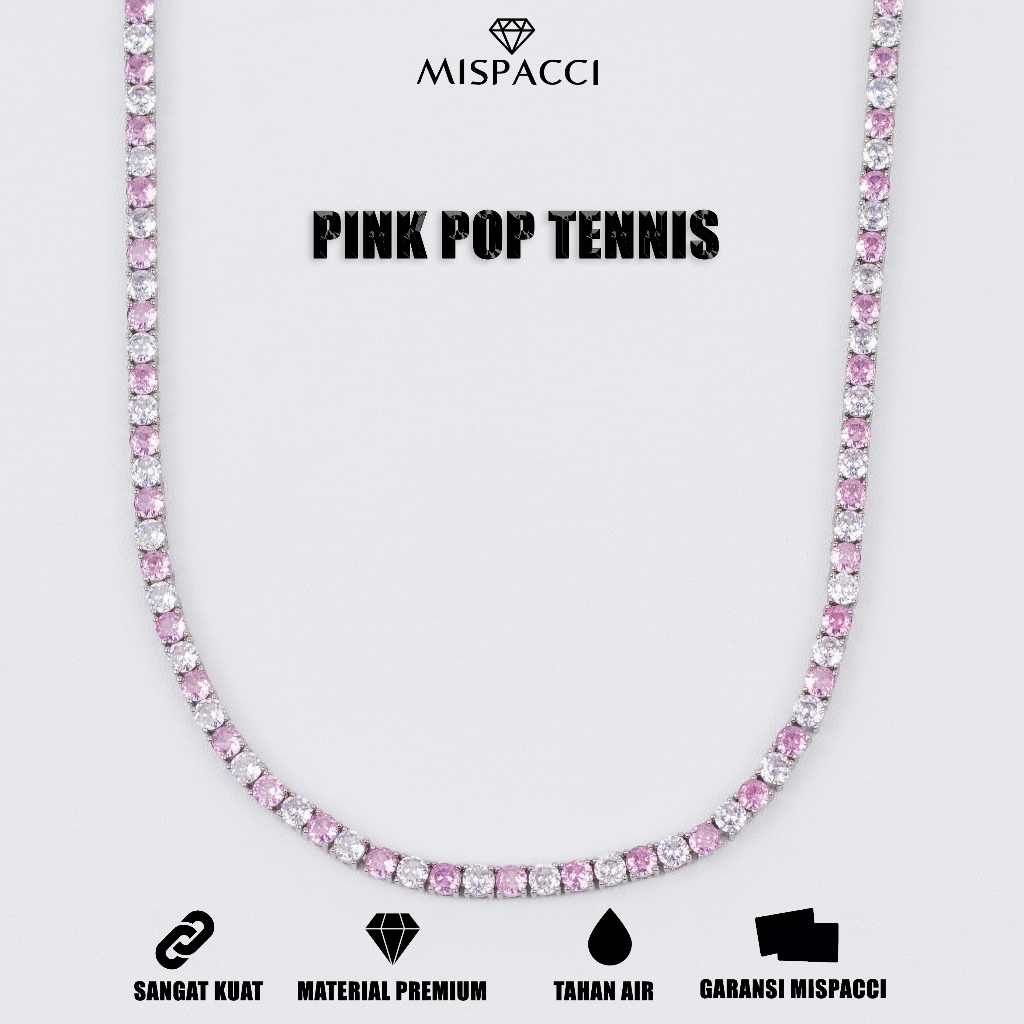 Mispacci - Kalung Pink Pop Tennis Chain