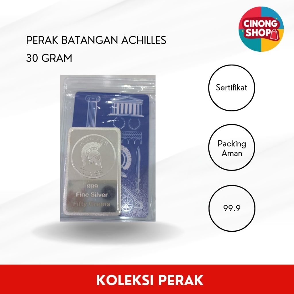 Perak Batangan 99.9 bersertifikat merek Achilles 30 gram