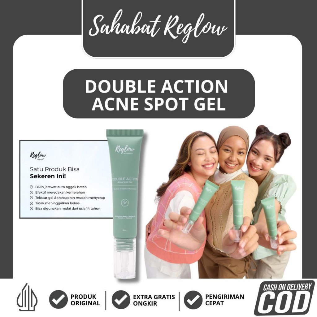 Reglow Double Action Acne Spot Gel Penghilang Jerawat dan Beruntusan Ampuh Obat Jerawat Batu Totol M