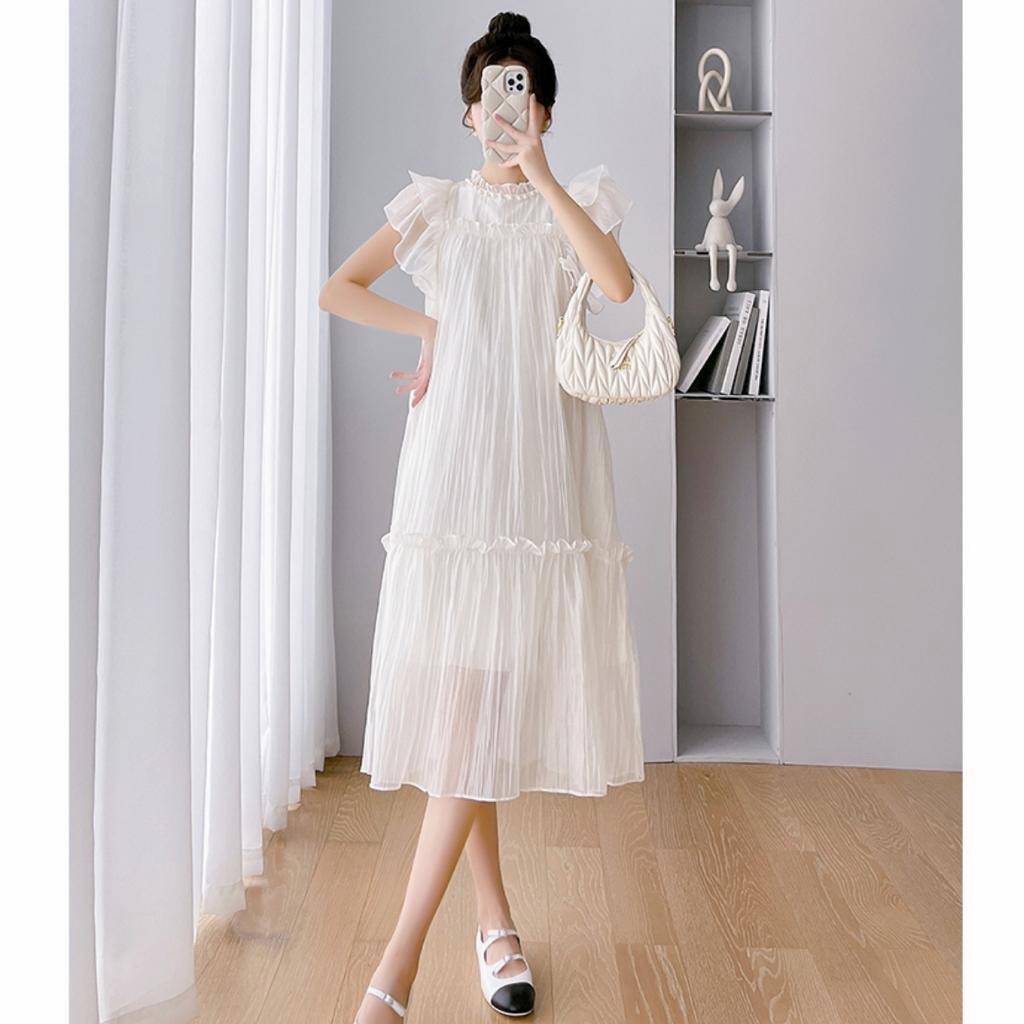 [PRELOVE] ruffle maternity dress white