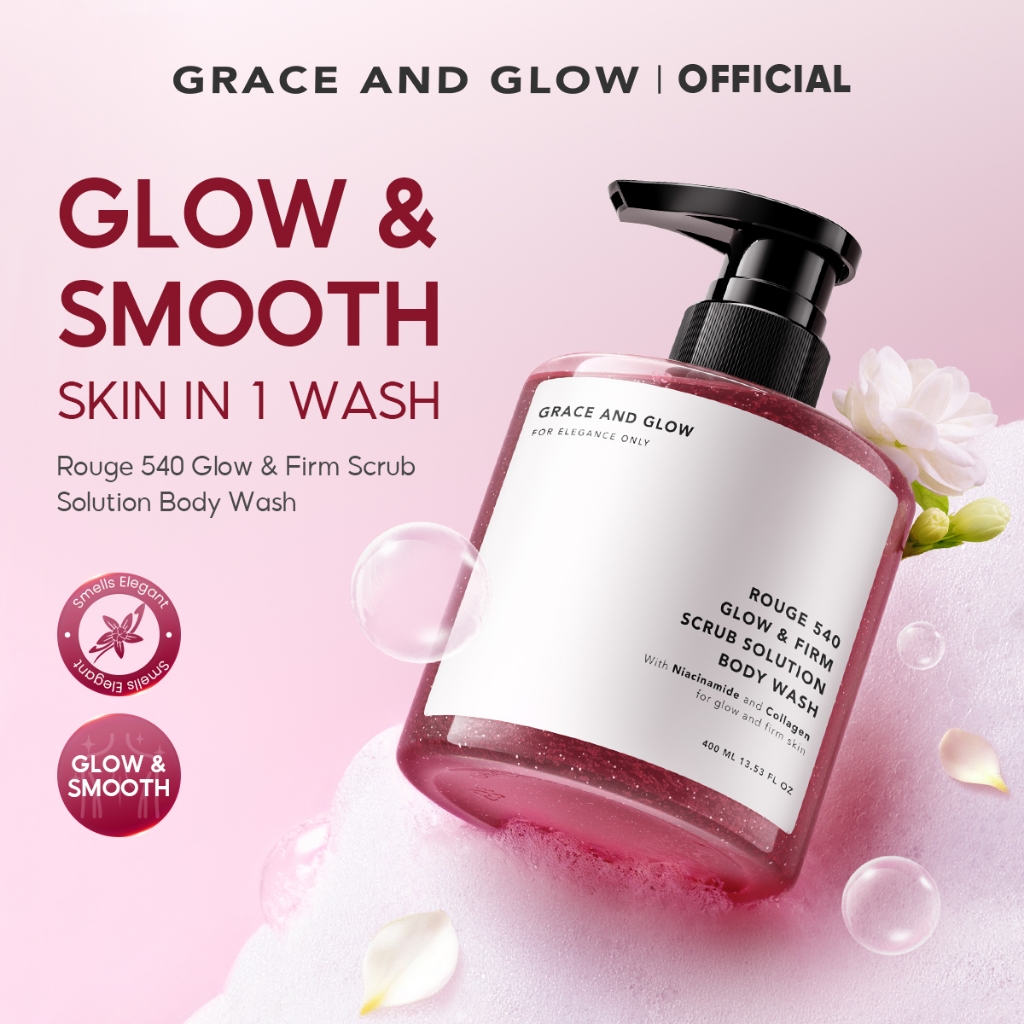 Grace and Glow Rouge 540 Gentle Scrub Body Wash | Shower Gel | - Sabun Mandi Cair untuk Mengencangka