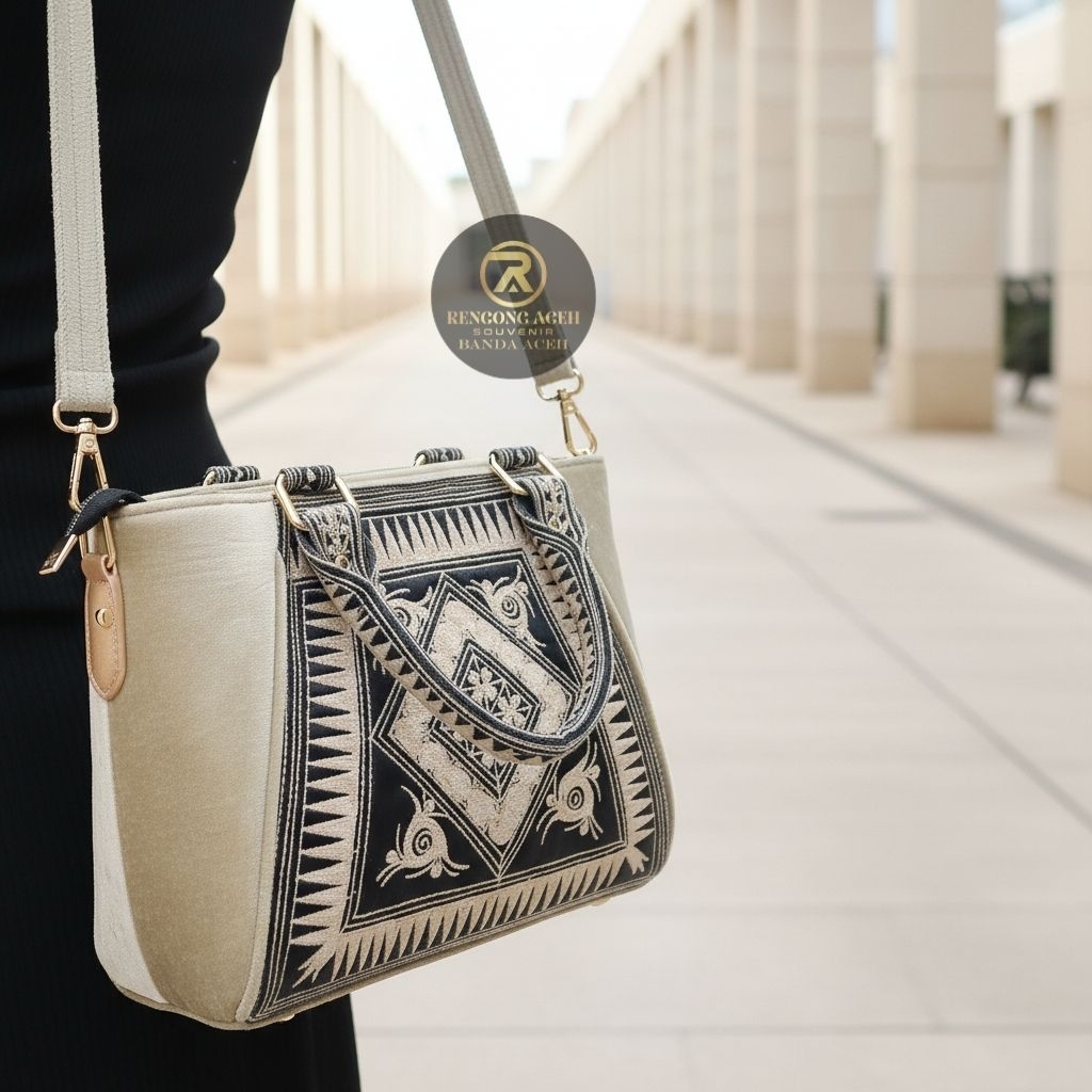 Tas Beldru(Besar) Tangan/Selempang Wanita Motif Modern Aceh