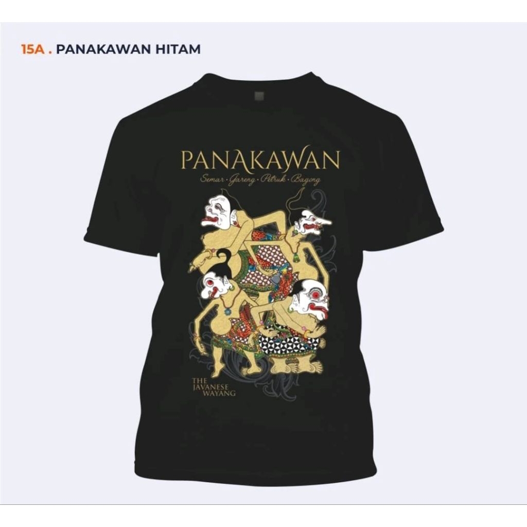 KAOS PUNOKAWAN SEMAR GARENG PETRUK BAGONG THE JAVENESE WAYANG MOTIF WAYANG KULIT GAMBAR DEPAN