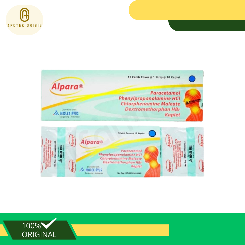 Alpara 10 Kaplet Obat Flu Demam Batuk Dan Hidung Tersumbat - 1 Strip 10 Kaplet
