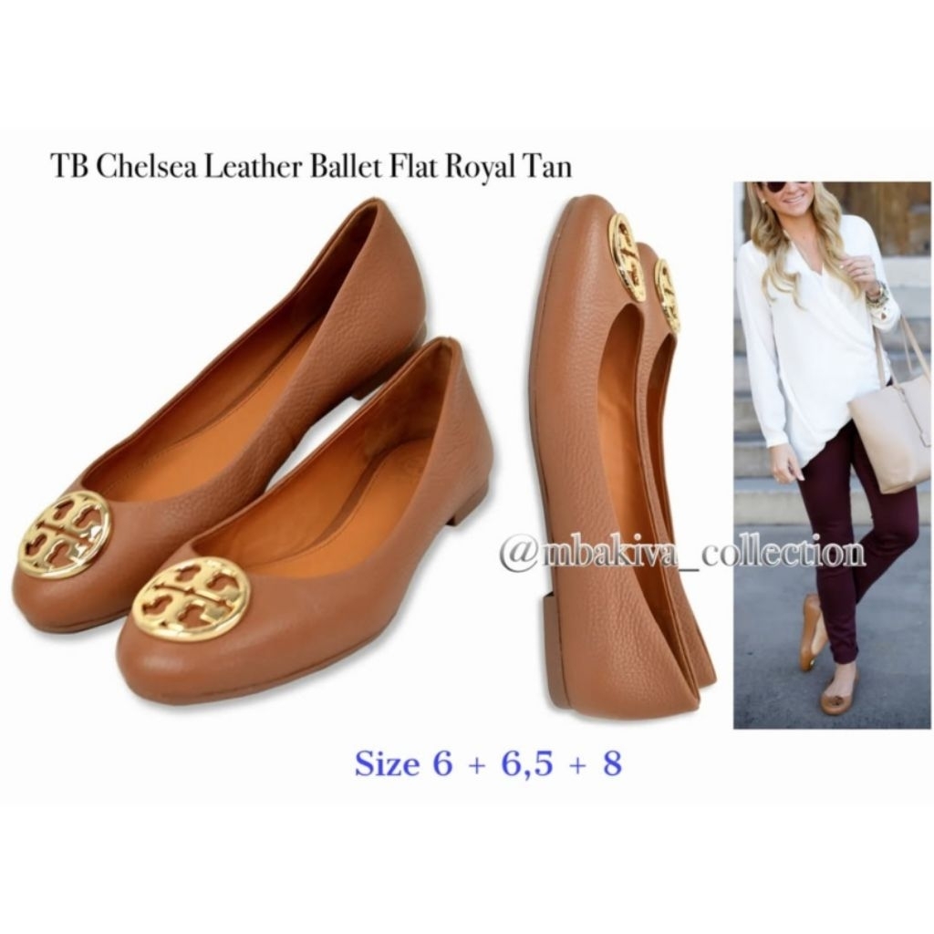 TB Chelsea Leather Ballet Flat Royal Tan