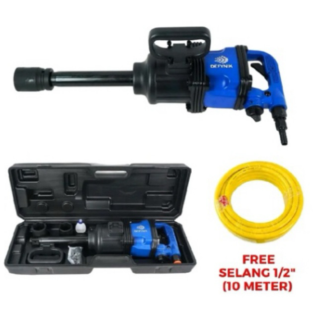 AIR IMPACT WRENCH 1 INCH ALAT BUKA BAN DAN TRUCK + SELANG IMPACT 10M DEFYNIK