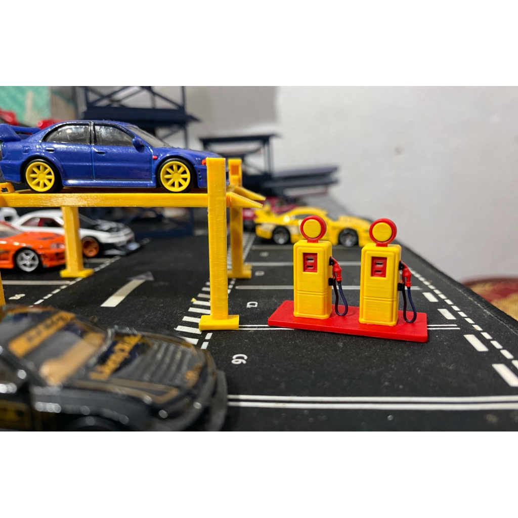 miniatur Pom bensin diorama vintage skala 1:64 3D PRINT Hotwheels Minigt