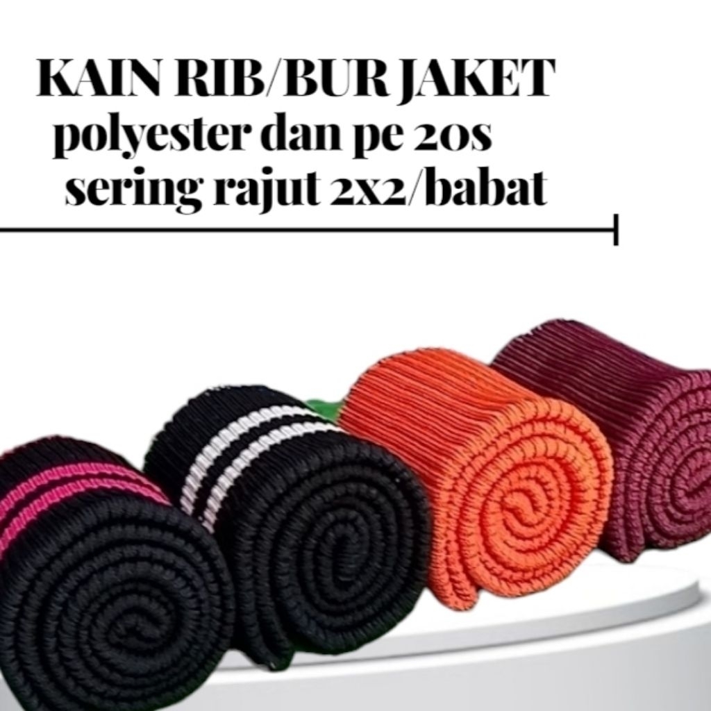 RIB/BUR Jaket premium rajut 2x2/babat polos salur perlembar