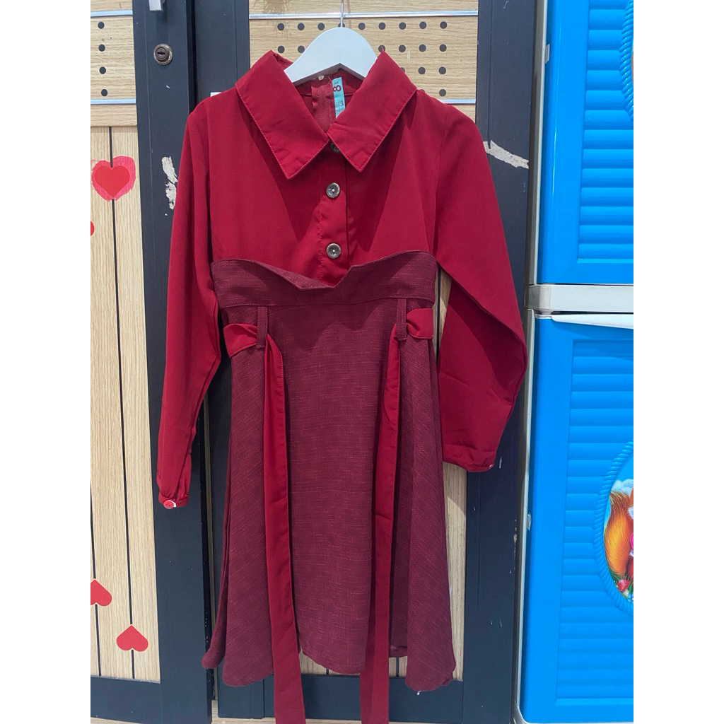 Baju anak perempuan/ dress anak perempuan/ dress merah/ gaun merah