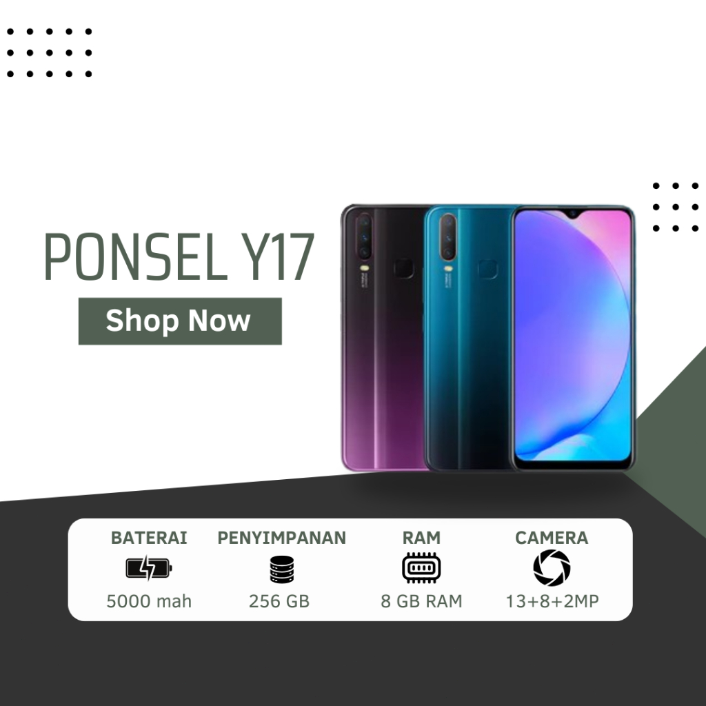 HP SAMRTPHONE ANDROID VIVO Y17 RAM 8GB + 256GB BATERAI 5000mA BERGARANSI 12 BULAN