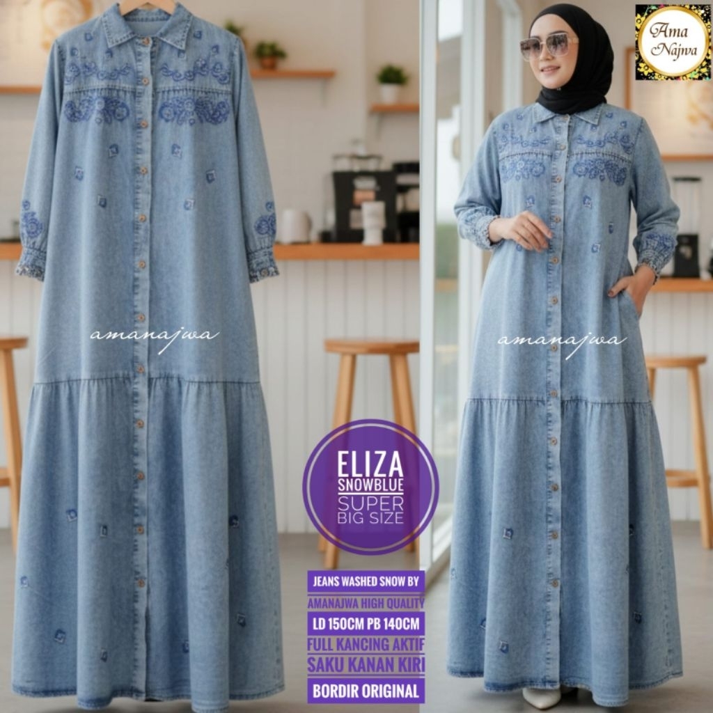 GAMIS JEANS SUPER BIGSIZE LD 150 DRESS MUSLIM SIZE JUMBO GAMIS JEANS BORDIR TERBARU