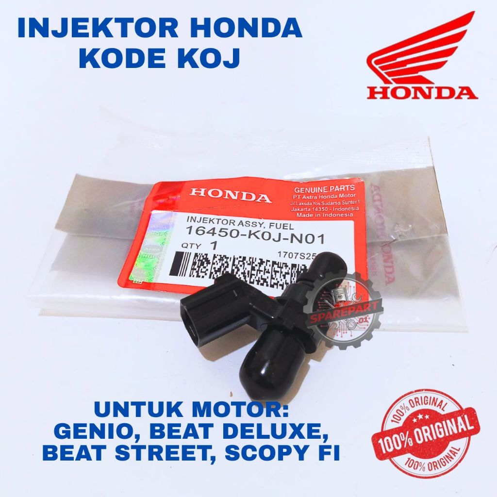 INJEKTOR ORIGINAL HONDA KODE KOJ GENIO, INJEKTOR GENIO, BEAT DELUXE, BEAT STREET, SCOOPY FI